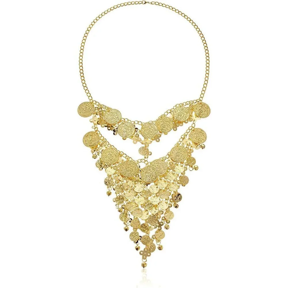 Gold Coin Veil for Belly Dance Halloween Party Cosplay Jewelry Accessory